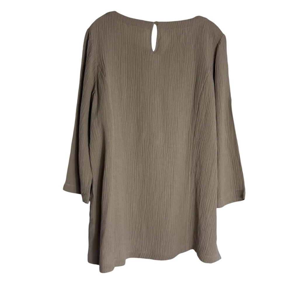 SOFT SURROUNDINGS Oceo Gauze Crinkle Boxy Fit Tunic in Taupe Size XL - Picture 4 of 10
